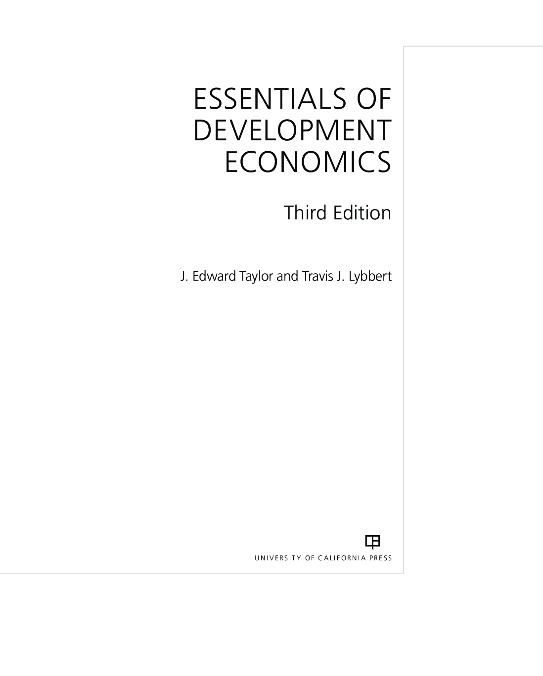 Preview image for Essentials of Development Economics, Third Edition by Travis J. Lybbert (372 pages) 2020